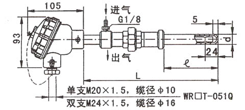 吹氣式熱電偶產品結構示意圖