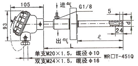 吹氣式熱電偶產品結構示意圖