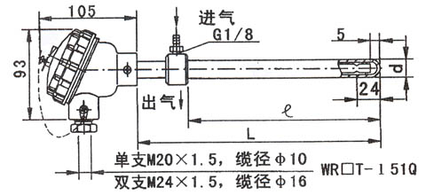 吹氣式熱電偶產品結構示意圖